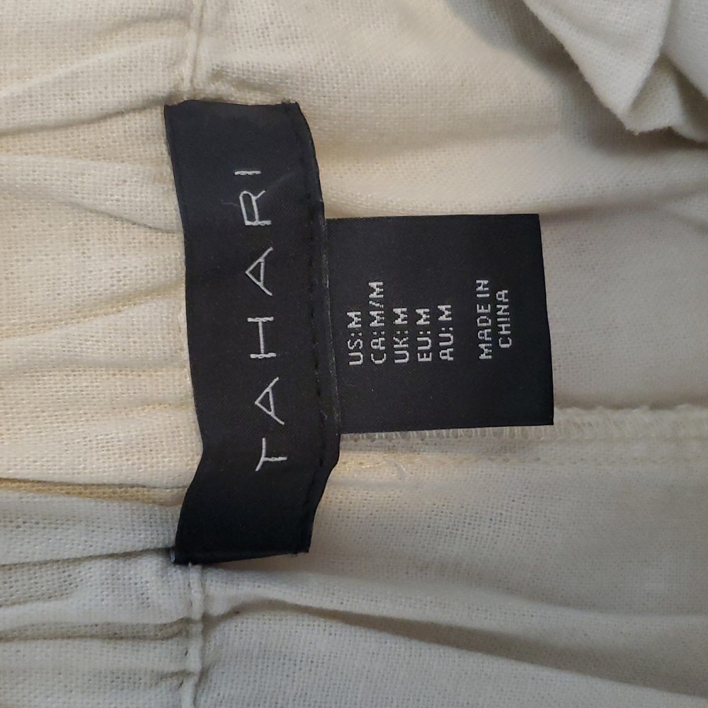 Tahari Cream Pants with Embroidered Leg MEDIUM - Picture 2 of 7